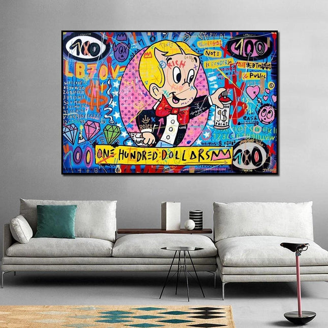 ChandelierDecor - Money Richie Rich Hundred Dollar Canvas Wall Art