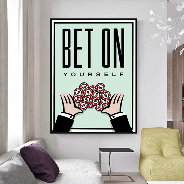 ChandelierDecor - Monopoly Bet on Yourself Card Canvas Wall Art