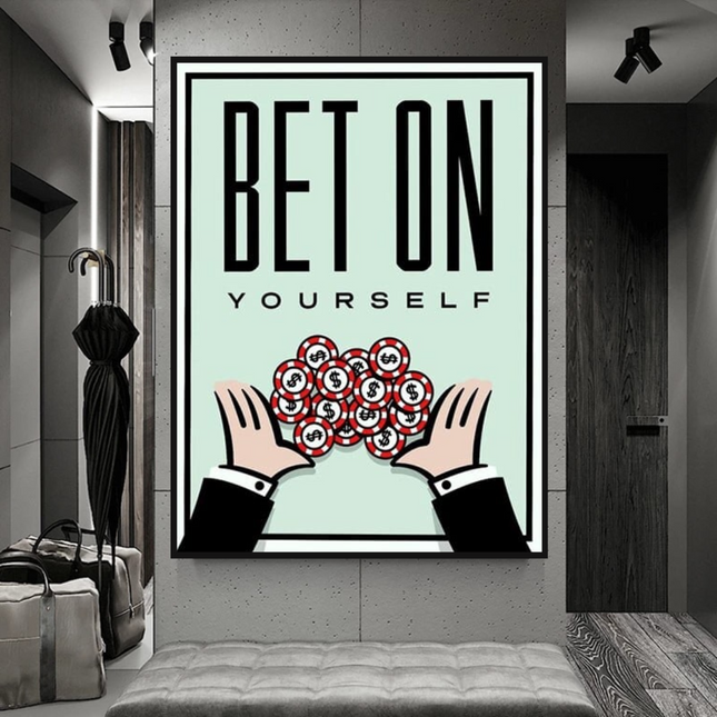 ChandelierDecor - Monopoly Bet on Yourself Card Canvas Wall Art