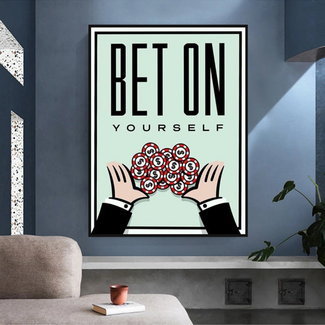 ChandelierDecor - Monopoly Bet on Yourself Card Canvas Wall Art