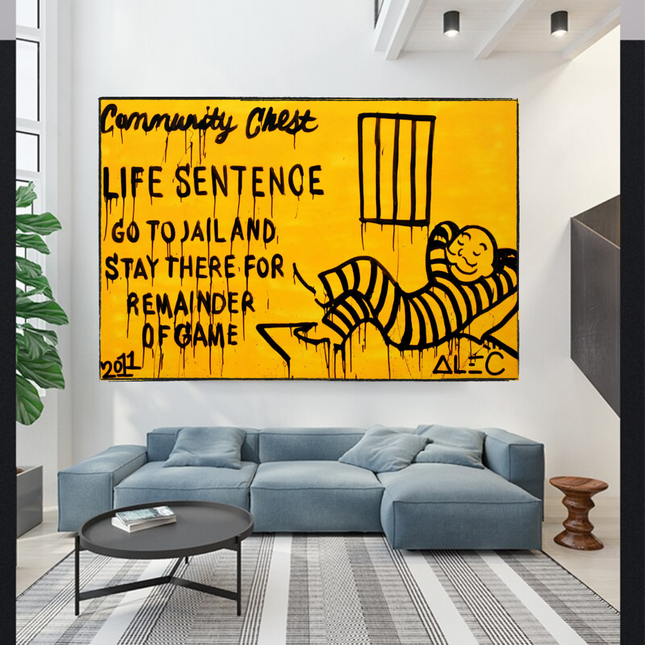 ChandelierDecor - Monopoly Canvas Wall Art: Go To Jail Game-inspired Art