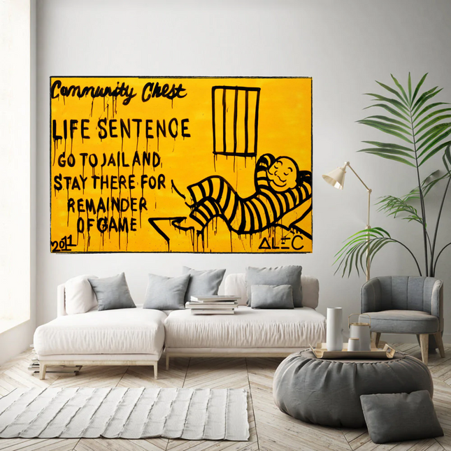ChandelierDecor - Monopoly Canvas Wall Art: Go To Jail Game-inspired Art
