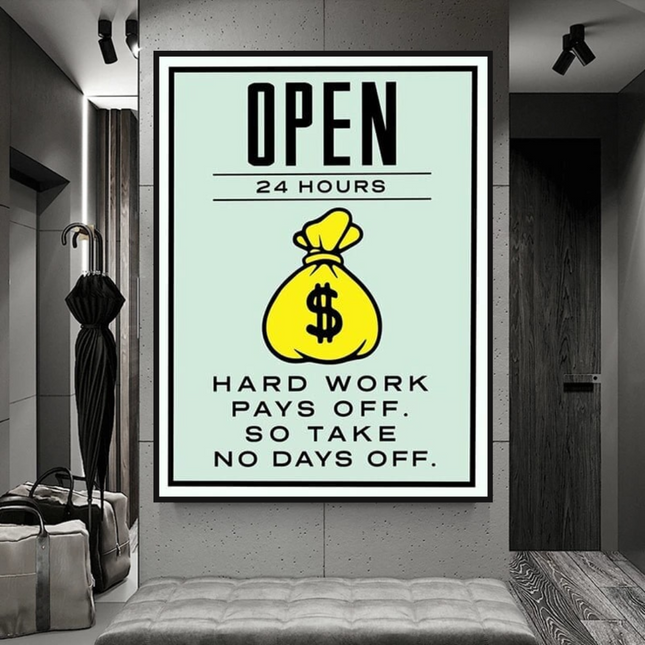 ChandelierDecor - Monopoly Canvas Wall Art: Hard Work Pays Off