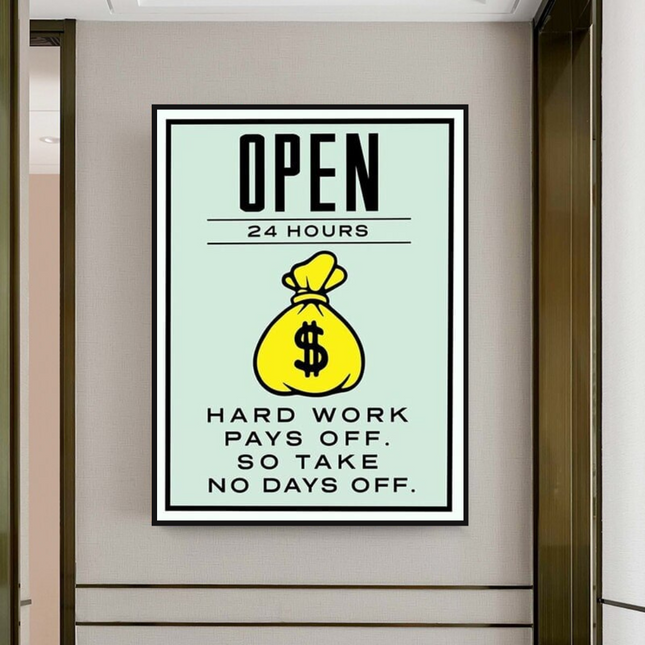 ChandelierDecor - Monopoly Canvas Wall Art: Hard Work Pays Off