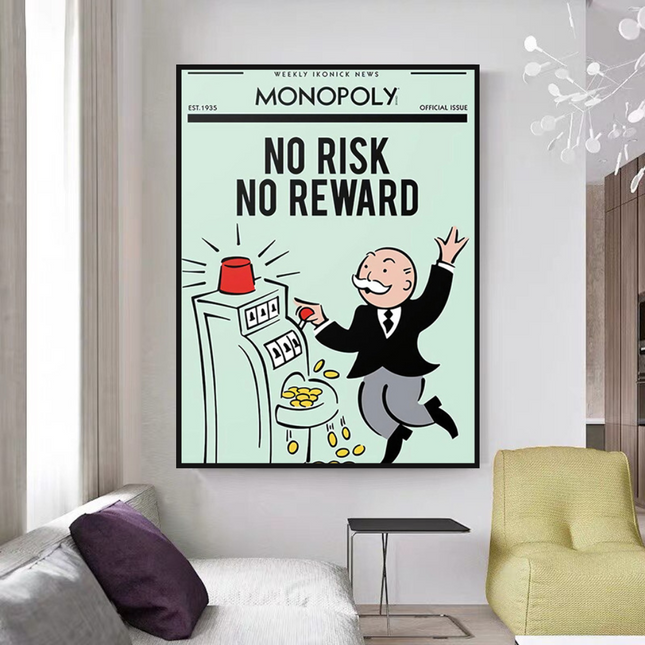 ChandelierDecor - Monopoly Canvas Wall Art: No Risk No Reward