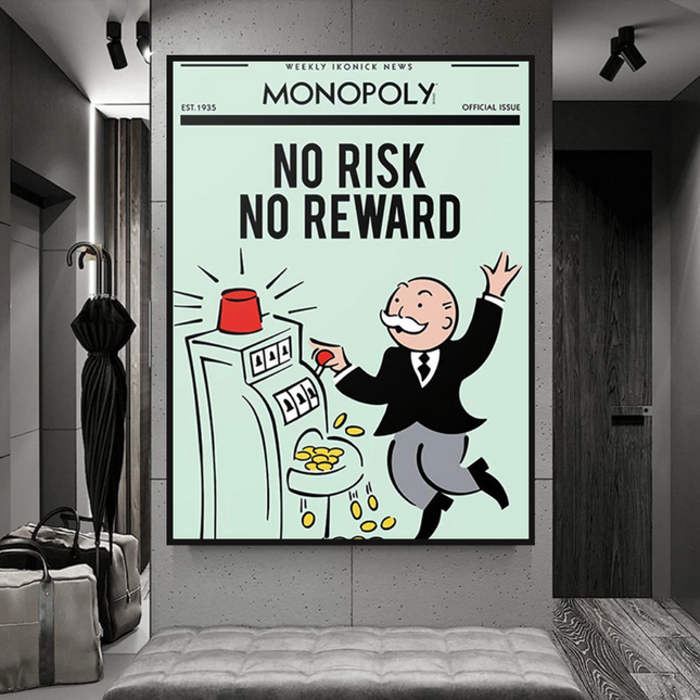 ChandelierDecor - Monopoly Canvas Wall Art: No Risk No Reward