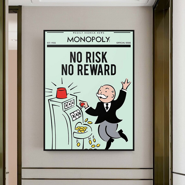 ChandelierDecor - Monopoly Canvas Wall Art: No Risk No Reward