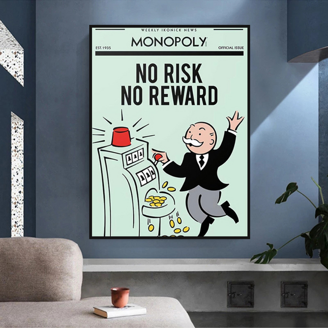 ChandelierDecor - Monopoly Canvas Wall Art: No Risk No Reward