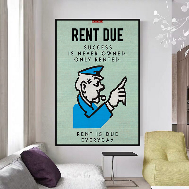 ChandelierDecor - Monopoly Canvas Wall Art: Rent Due Exclusive Design