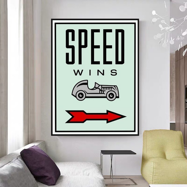 ChandelierDecor - Monopoly Canvas Wall Art: Speed Wins Game Enthusiasts