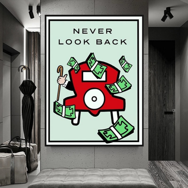 ChandelierDecor - Monopoly Never Look Back Card Canvas Wall Art
