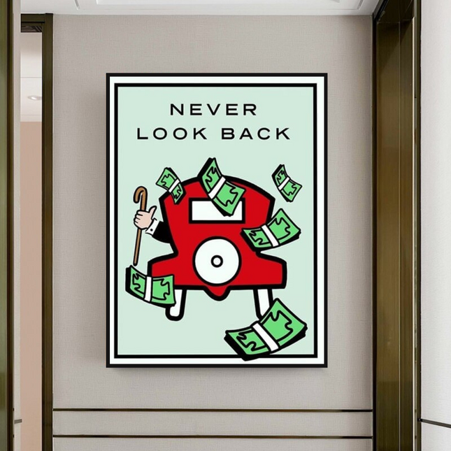 ChandelierDecor - Monopoly Never Look Back Card Canvas Wall Art