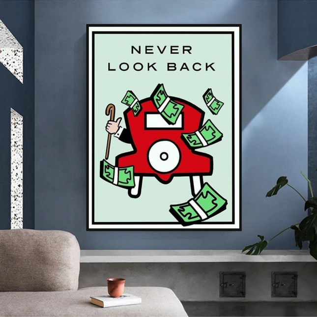 ChandelierDecor - Monopoly Never Look Back Card Canvas Wall Art