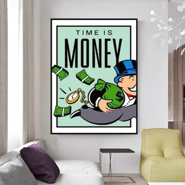 ChandelierDecor - Monopoly Time Is Money Card Canvas Wall Art