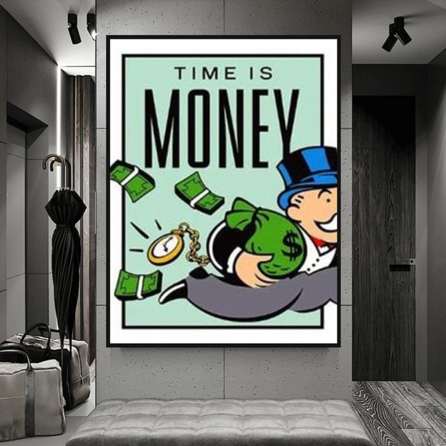ChandelierDecor - Monopoly Time Is Money Card Canvas Wall Art