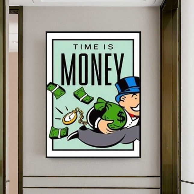 ChandelierDecor - Monopoly Time Is Money Card Canvas Wall Art