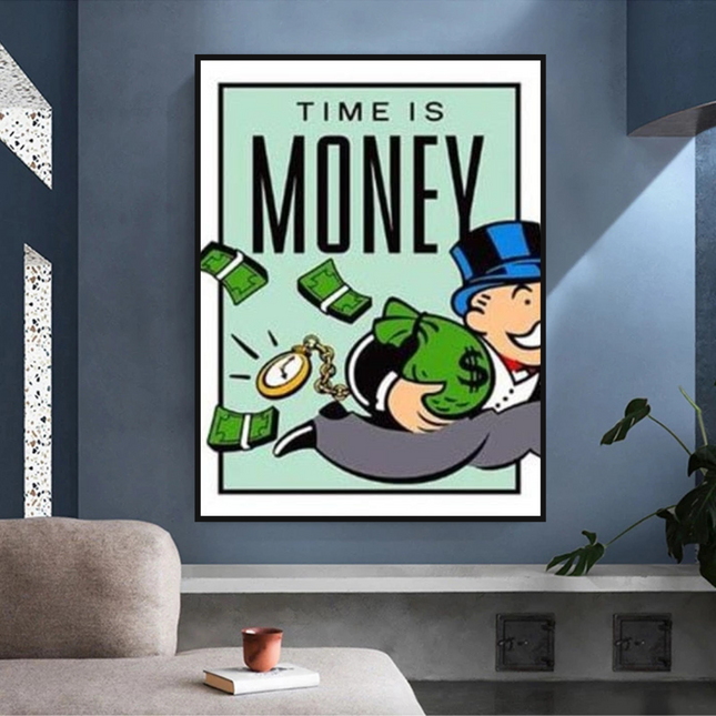 ChandelierDecor - Monopoly Time Is Money Card Canvas Wall Art