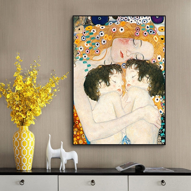 ChandelierDecor - Mother Love Twins Baby By Gustav Klimt Canvas Wall Art
