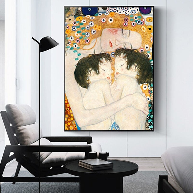 ChandelierDecor - Mother Love Twins Baby By Gustav Klimt Canvas Wall Art