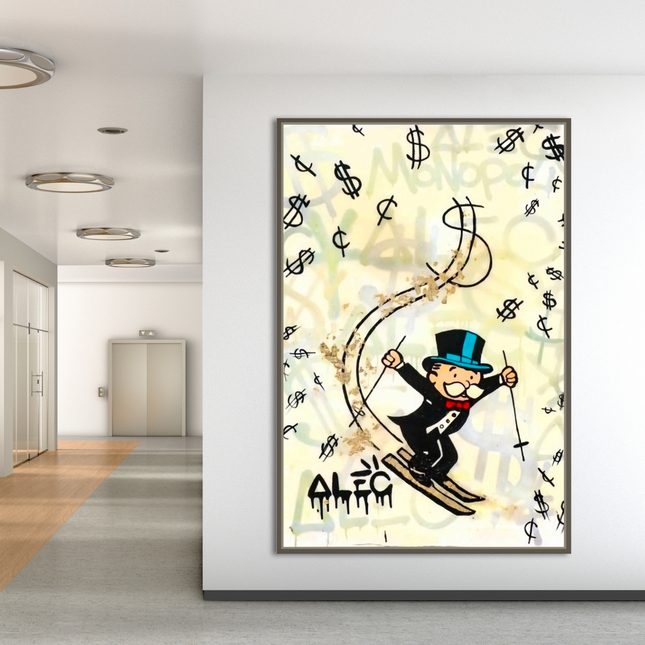ChandelierDecor - Mr Monopoly Canvas Wall Art: Elevate Your Space with Skiing