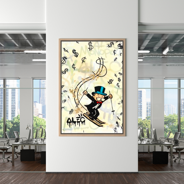 ChandelierDecor - Mr Monopoly Canvas Wall Art: Elevate Your Space with Skiing