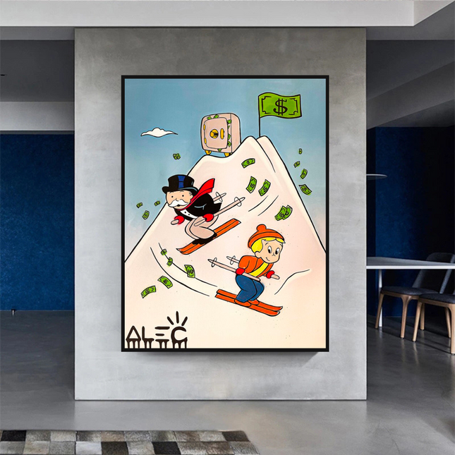 ChandelierDecor - Mr Monopoly Canvas Wall Art: Premium Skiing Home Decor
