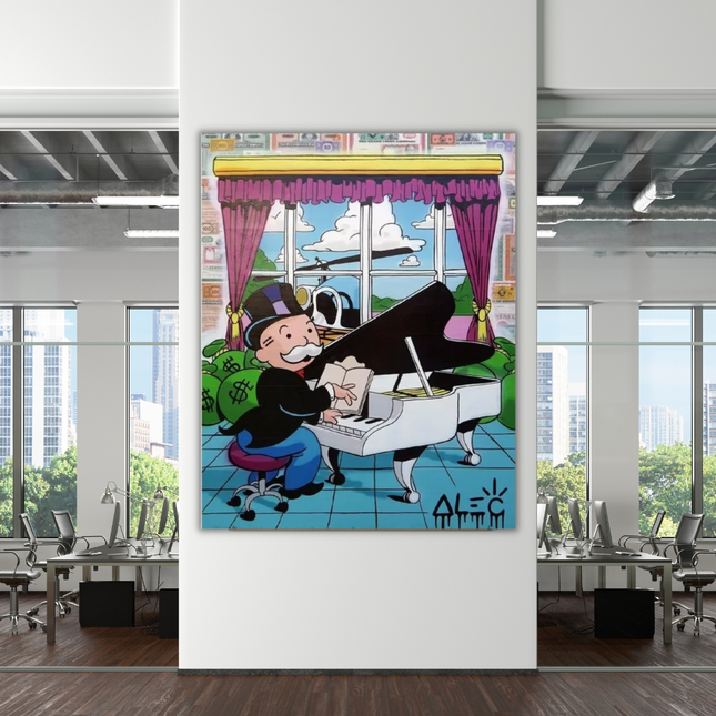 ChandelierDecor - Mr Monopoly Playing Piano Canvas Wall Art