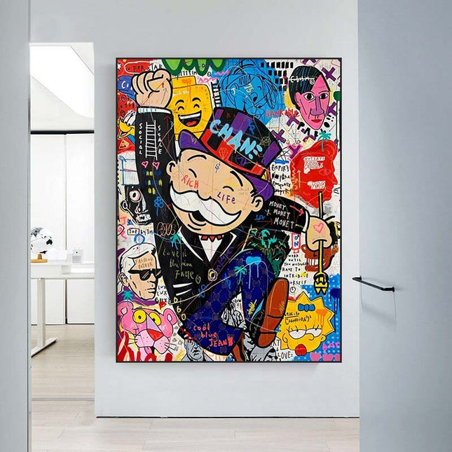 ChandelierDecor - Mr Monopoly Rich Life Canvas Wall Art