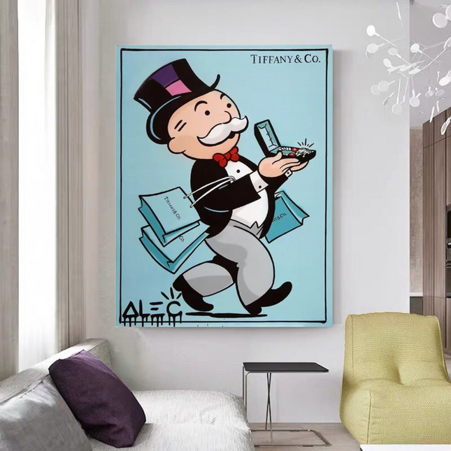 ChandelierDecor - Mr Monopoly Tiffany Jewels Canvas Wall Art
