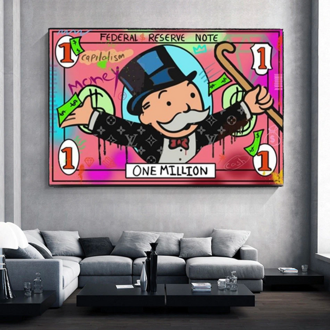 ChandelierDecor - Mr Monopoly Wall Art - One Million Money Art