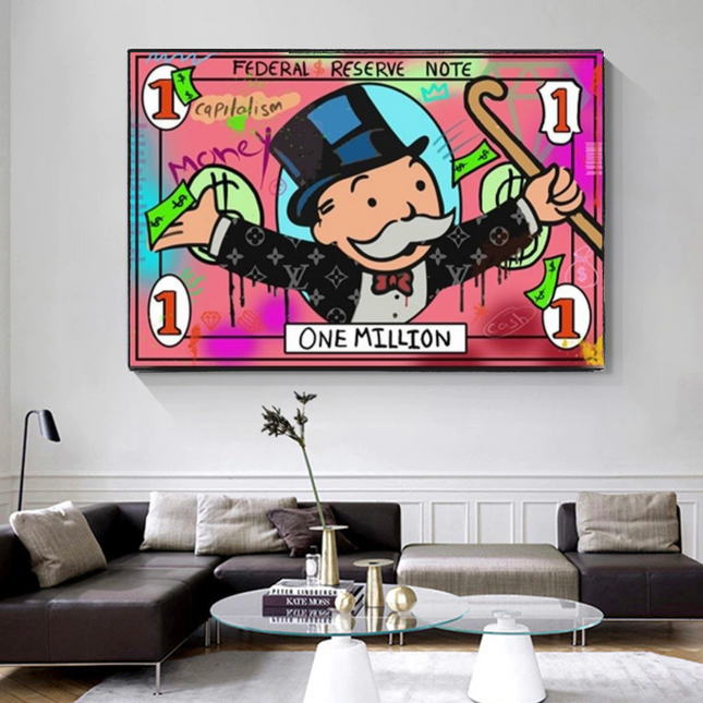 ChandelierDecor - Mr Monopoly Wall Art - One Million Money Art