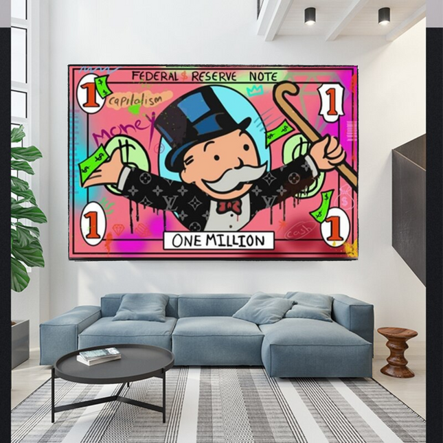 ChandelierDecor - Mr Monopoly Wall Art - One Million Money Art