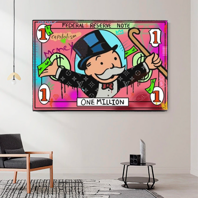 ChandelierDecor - Mr Monopoly Wall Art - One Million Money Art