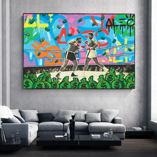 ChandelierDecor - Muhammad Ali Boxing King in the Ring by Alec Canvas Wall Art