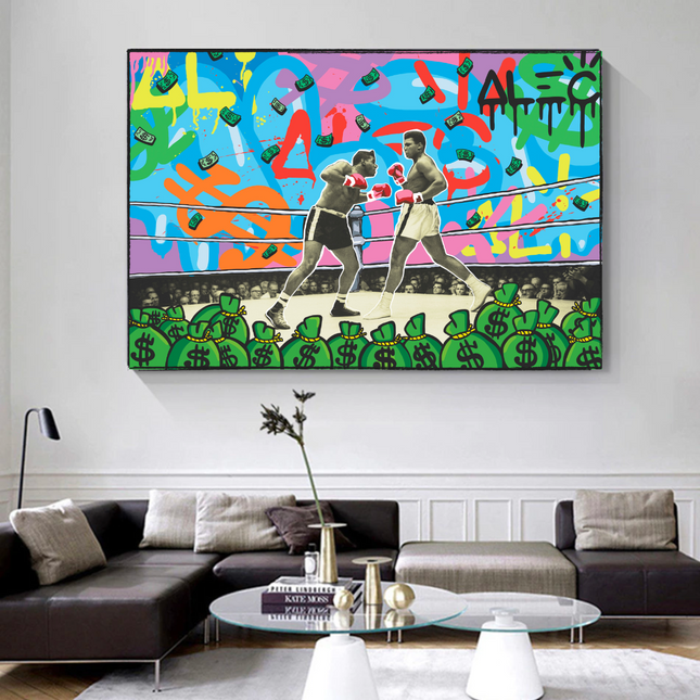 ChandelierDecor - Muhammad Ali Boxing King in the Ring by Alec Canvas Wall Art