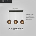 Style E - 3 pendentifs longs / Lumière chaude 3000k