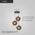 Style E - 3 pendentifs ronds / Lumière chaude 3000k
