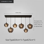 Style A - 6 pendentifs longs / Lumière chaude 3000k