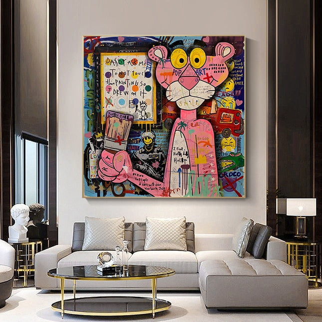 ChandelierDecor - Nostalgic Pink Panther Poster - Fun Cartoon Print