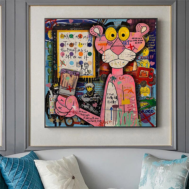 ChandelierDecor - Nostalgic Pink Panther Poster - Fun Cartoon Print