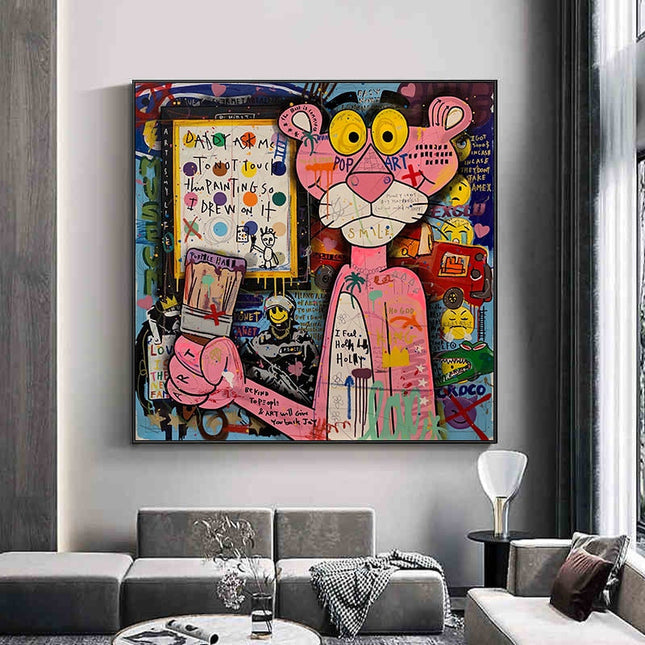 ChandelierDecor - Nostalgic Pink Panther Poster - Fun Cartoon Print