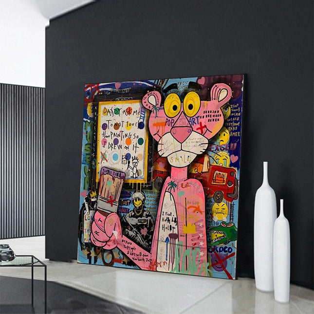 ChandelierDecor - Nostalgic Pink Panther Poster - Fun Cartoon Print