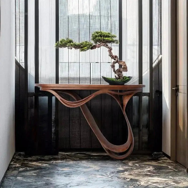 ChandelierDecor-Oak Console Table