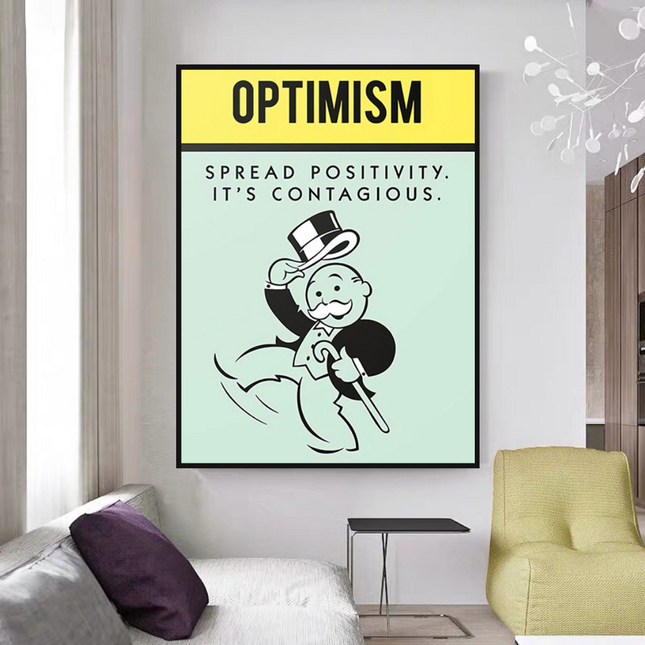 ChandelierDecor - Optimism Spread Positivity: Monopoly Canvas Wall Art