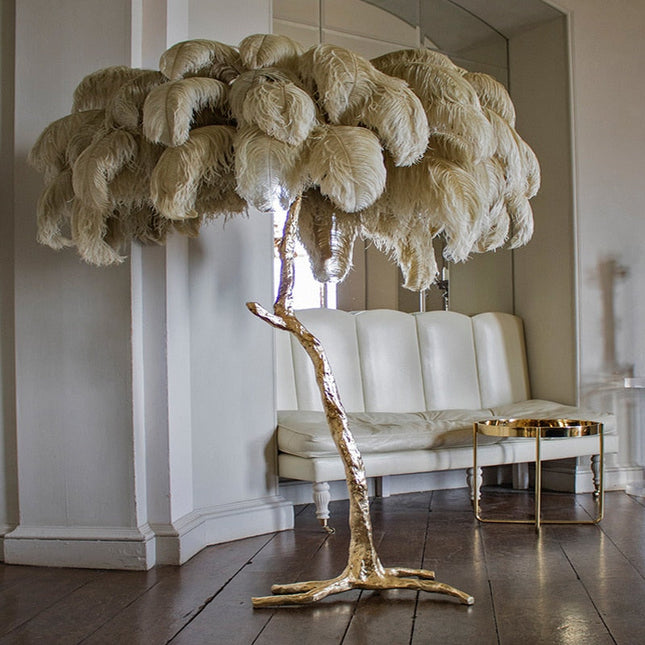 ChandelierDecor - Ostrich Feather Floor Lamp: Graceful Lighting Fixture
