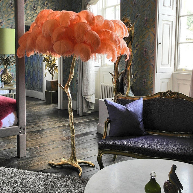 ChandelierDecor - Ostrich Feather Floor Lamp: Graceful Lighting Fixture