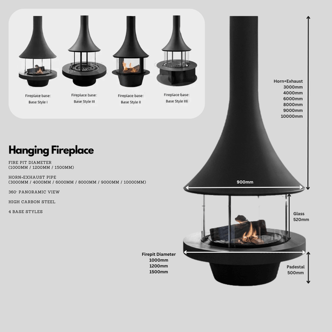 ChandelierDecor - Hanging Fireplace – 360° View, Hanging