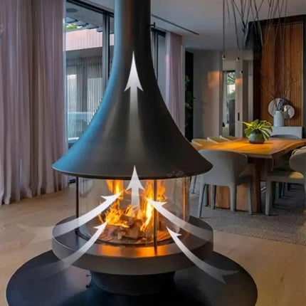ChandelierDecor-Hanging Fireplace – 360° View, Hanging