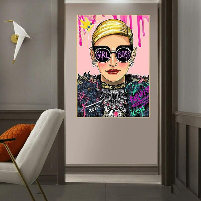 ChandelierDecor - Pink Boss Girl Canvas Wall Art