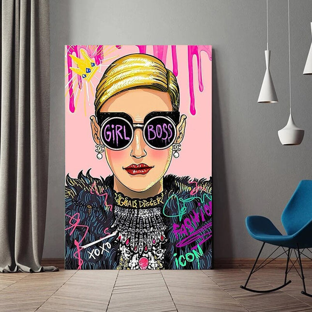 ChandelierDecor - Pink Boss Girl Canvas Wall Art